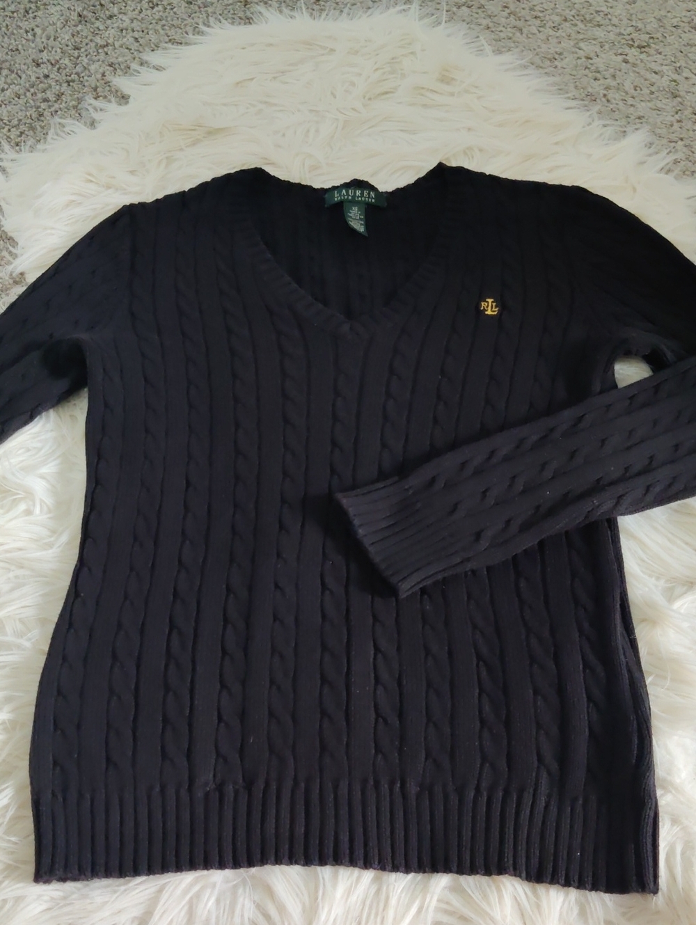 Vintage Ralph Lauren V-Neck Cable Knit Sweater